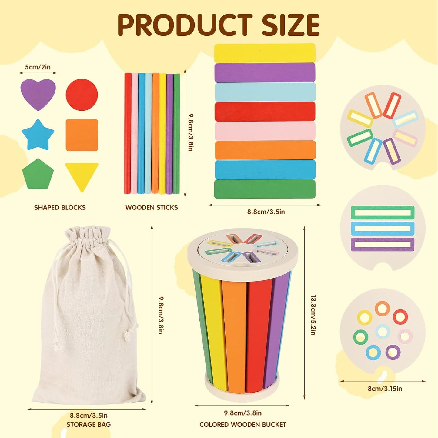 Wooden Color Matching & Shape Sorting Toy Set