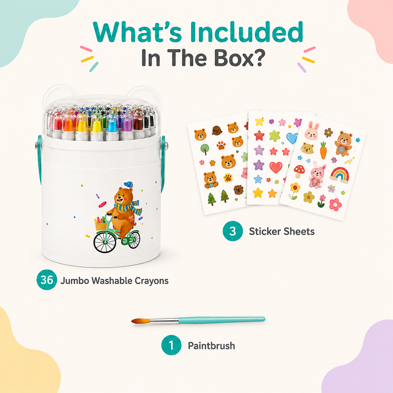 Jumbo Washable Toddler Crayons Set of 36-Colour