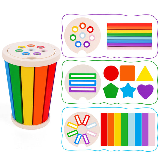 Wooden Color Matching & Shape Sorting Toy Set