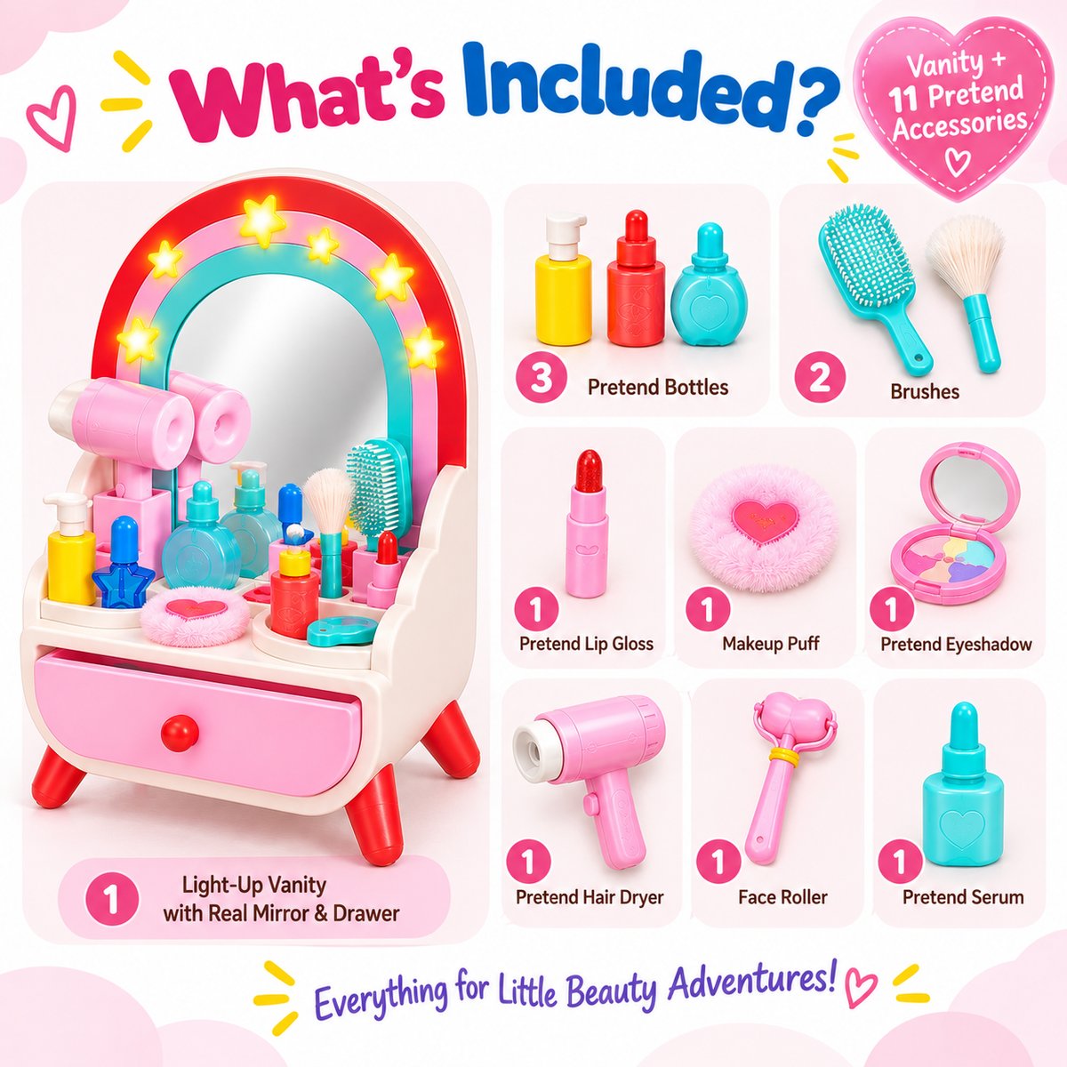 Light-Up Pretend Beauty Vanity Playset