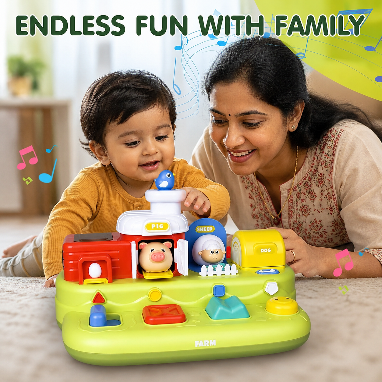 Pop-Up Farm Animal Toy with Music & Sounds