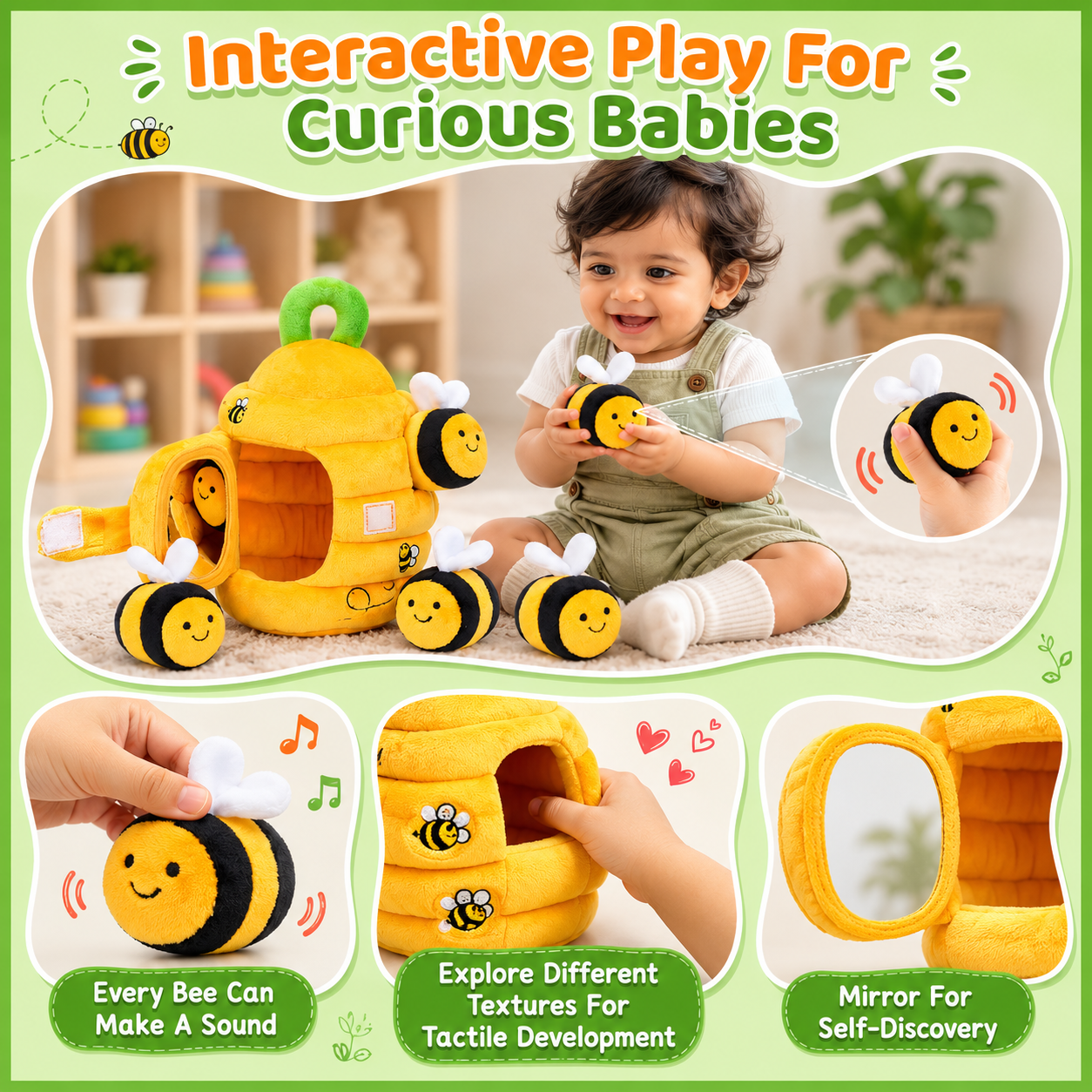 Montessori Baby Beehive Plush Toy Set