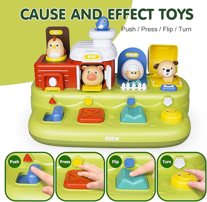 Pop-Up Farm Animal Toy with Music & Sounds