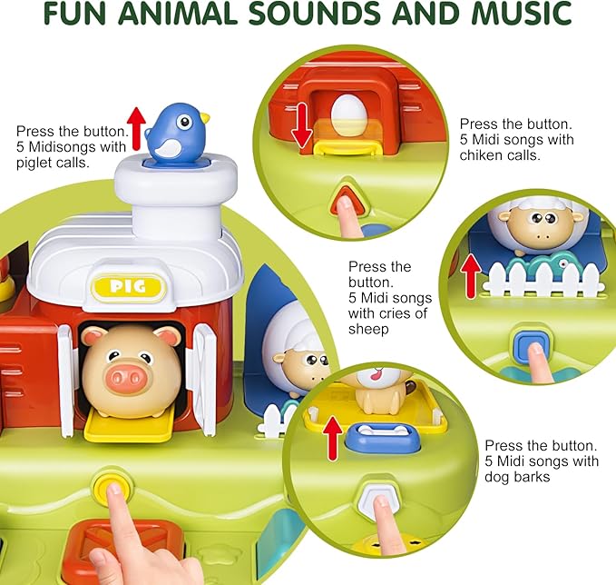 Pop-Up Farm Animal Toy with Music & Sounds