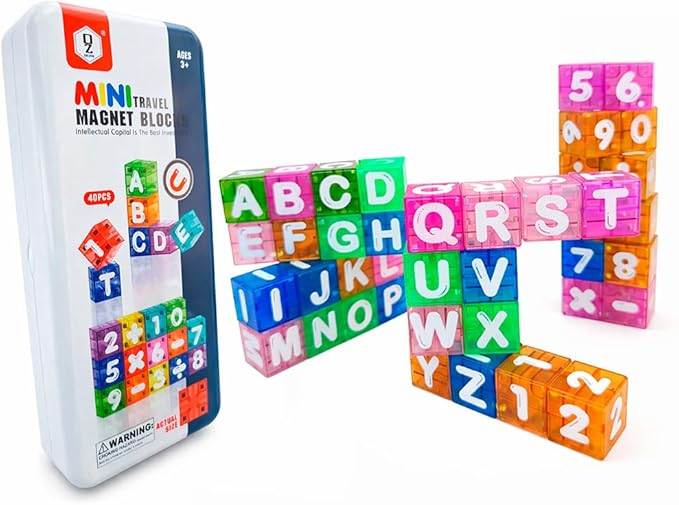 Mini Magnetic Blocks Kit | Alphabet, Numbers & 3D Learning