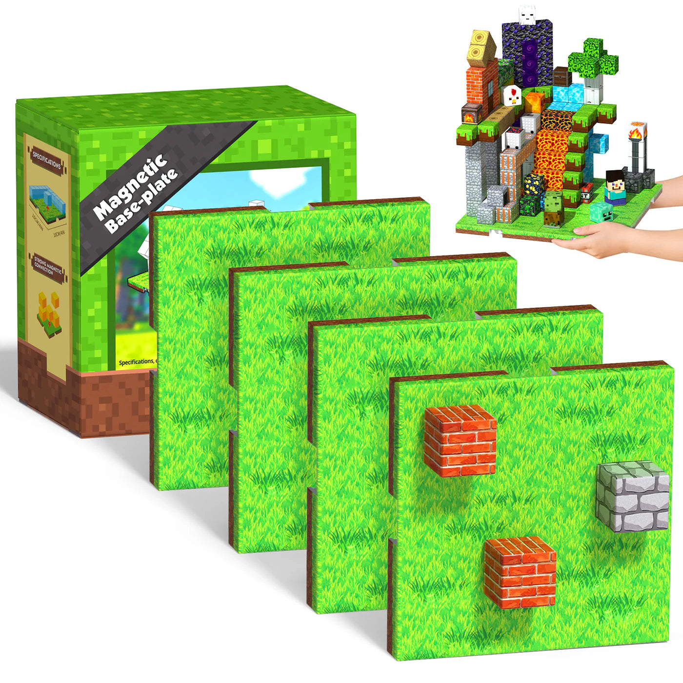 Magnetic Blocks Baseplate (4PCS baseplate + 25 blocks)