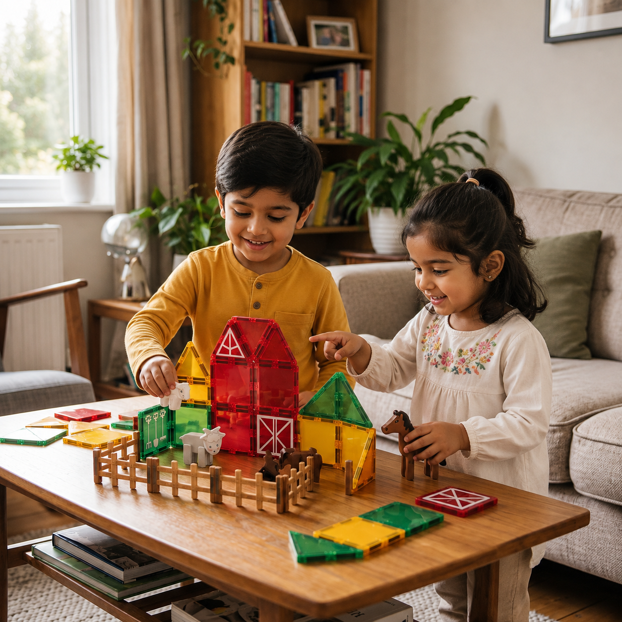 Magnetic Farm Building Tiles for Creative Play – 26 Piece Set