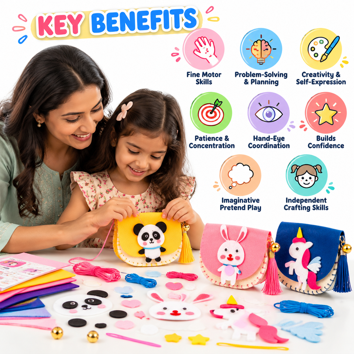 DIY Felt Sewing Handbag Kit – Pack of 3