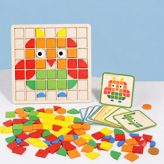 Color Mosaic Puzzle Board – Educational Wooden Pattern Matching Game