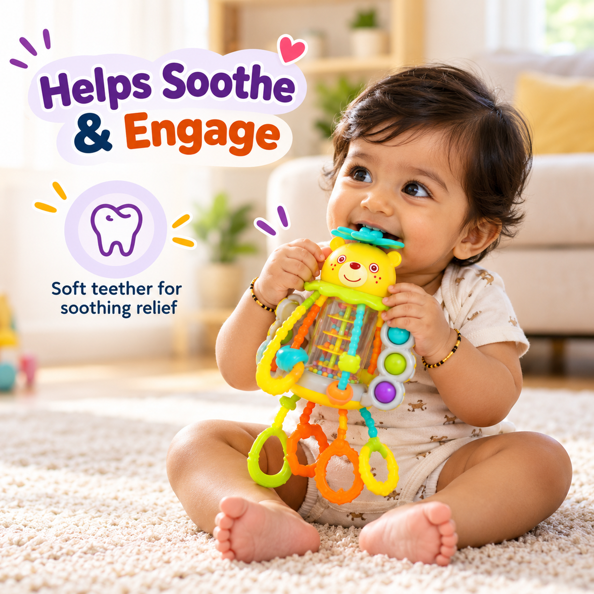 Multi-Sensory Pull & Rattle Teething Toy
