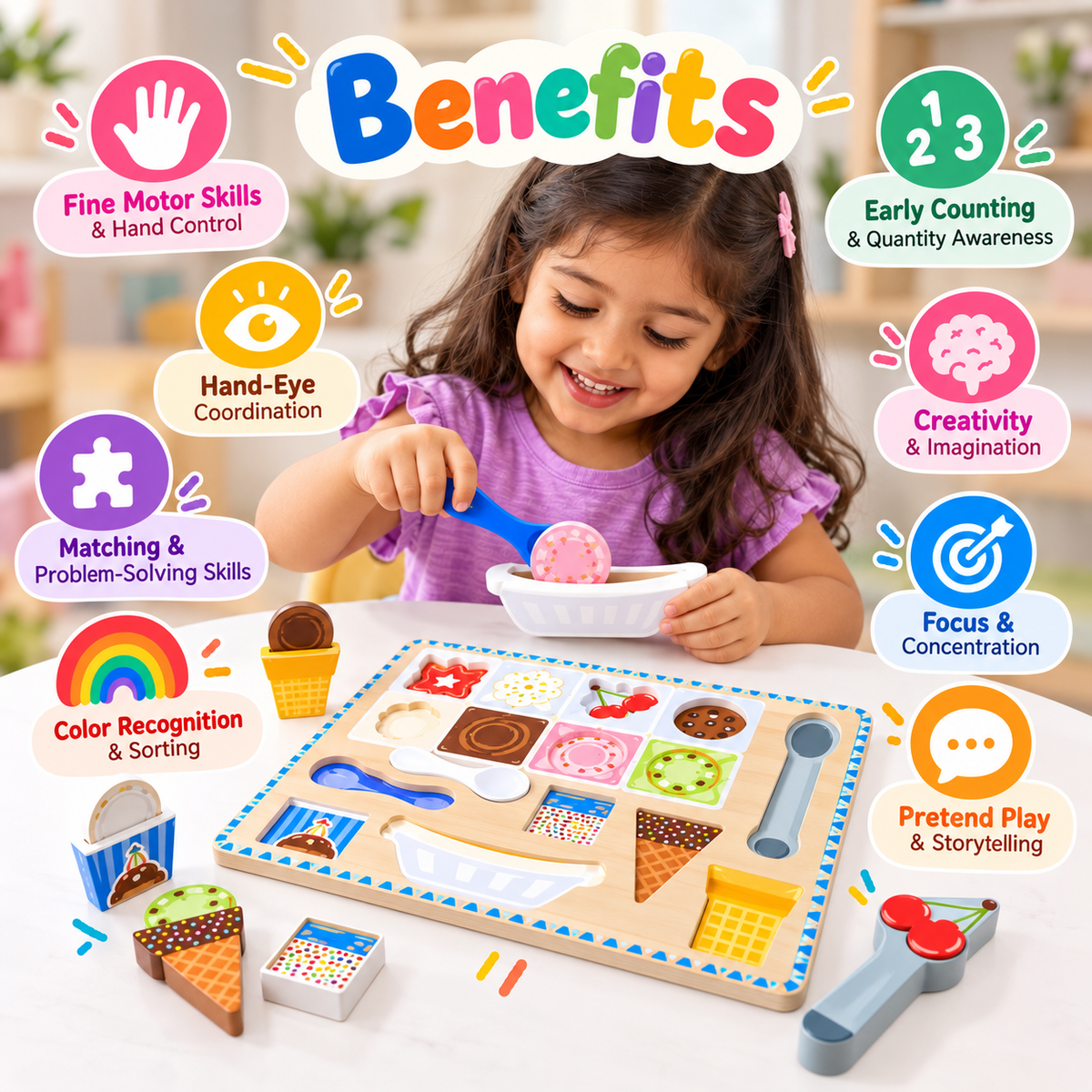 Magnetic Ice Cream Puzzle & Pretend Play Set