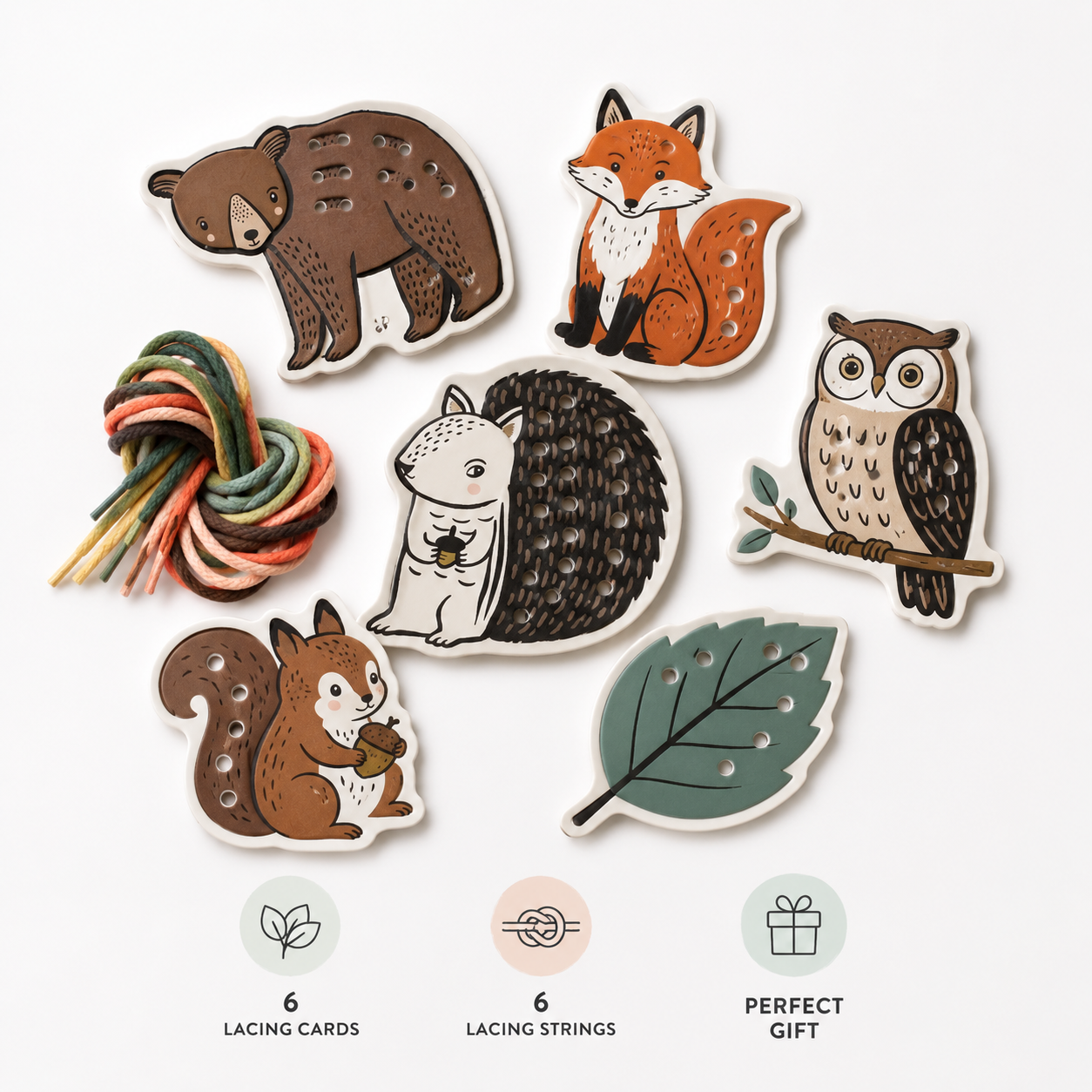 Woodland Animal Lacing Cards