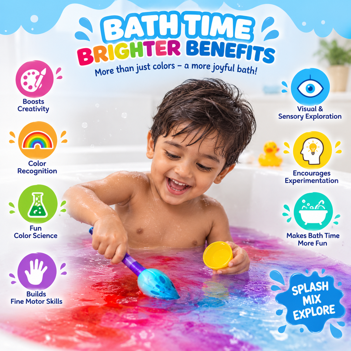 Kids Bath Color Paint Brush Set