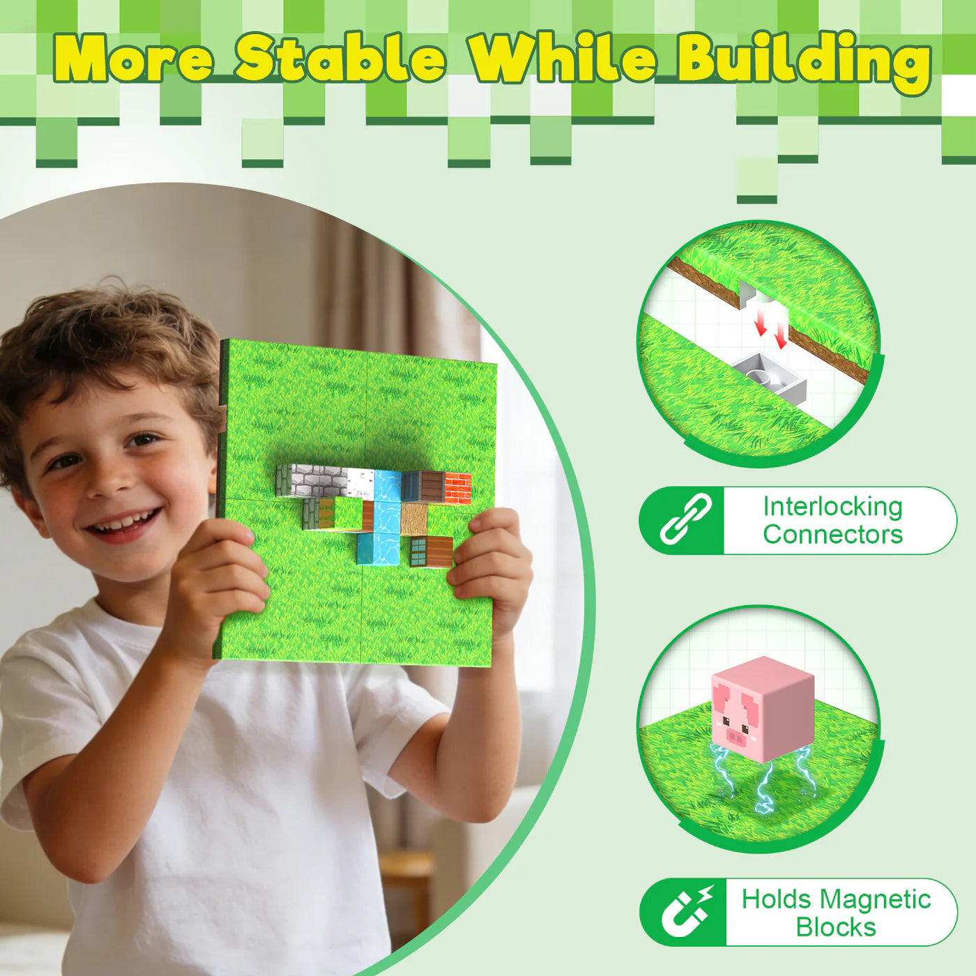 Magnetic Blocks Baseplate (4PCS baseplate + 25 blocks)