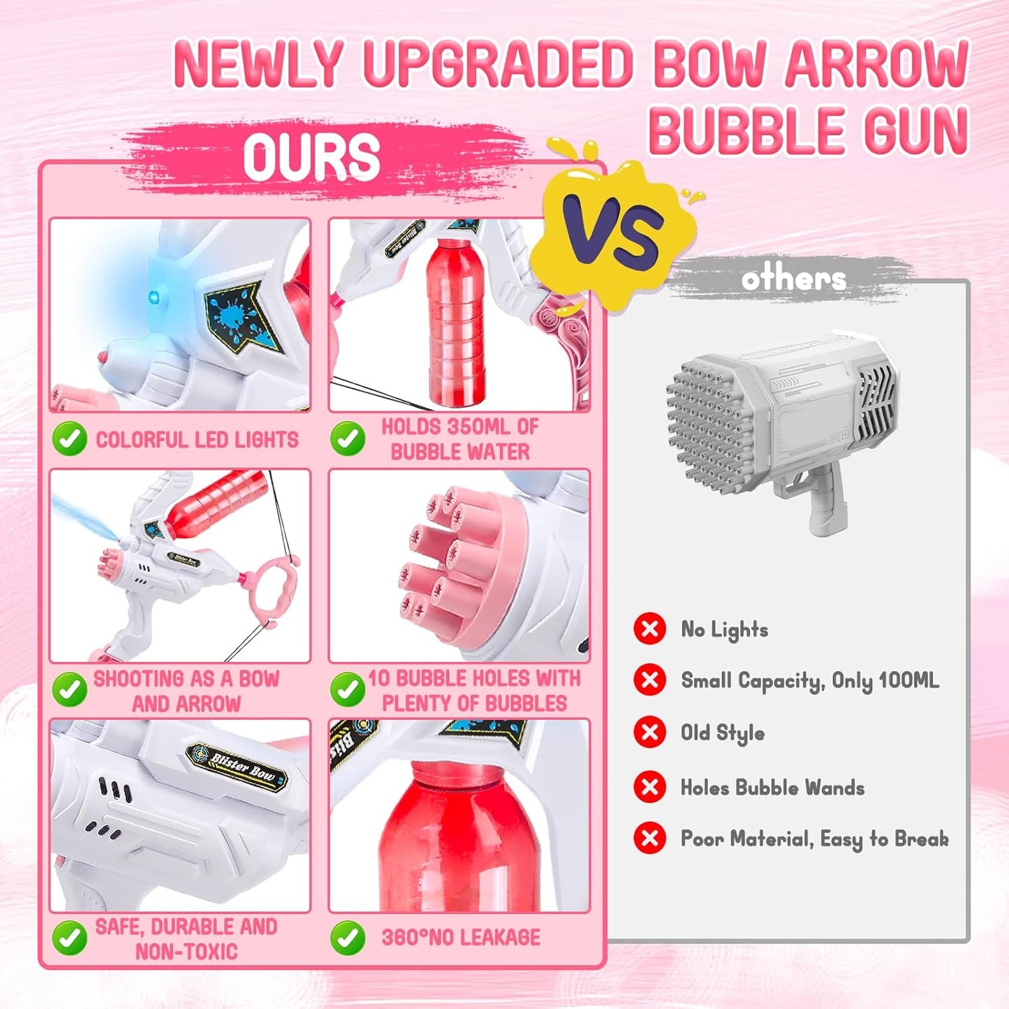 2-in-1 Water and Bubble Blaster Bow & Arrow Gun