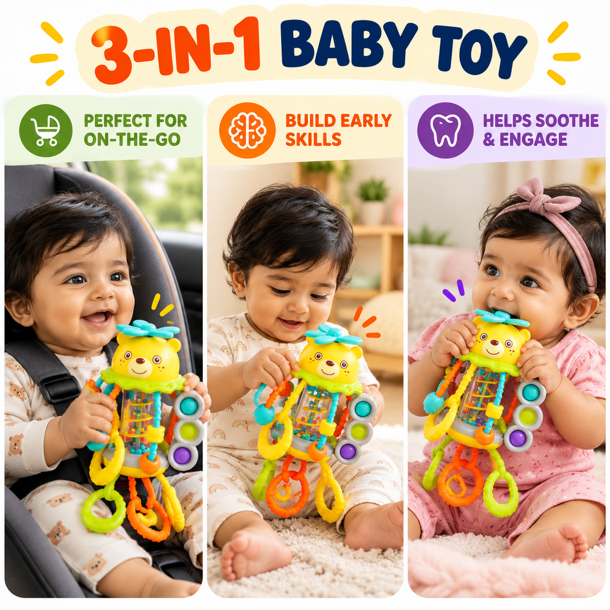 Multi-Sensory Pull & Rattle Teething Toy