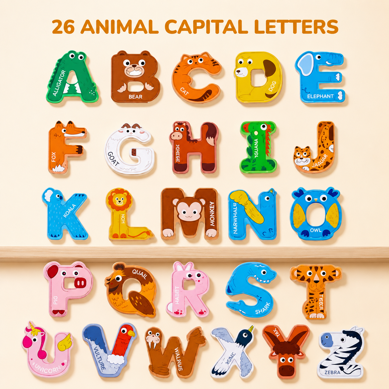Wooden Magnetic Alphabet Letters Set