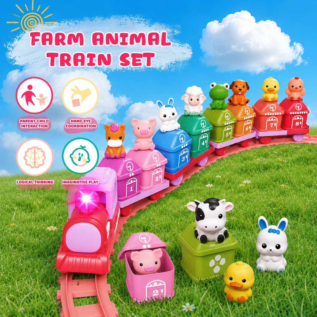 Farm Animal Train Set