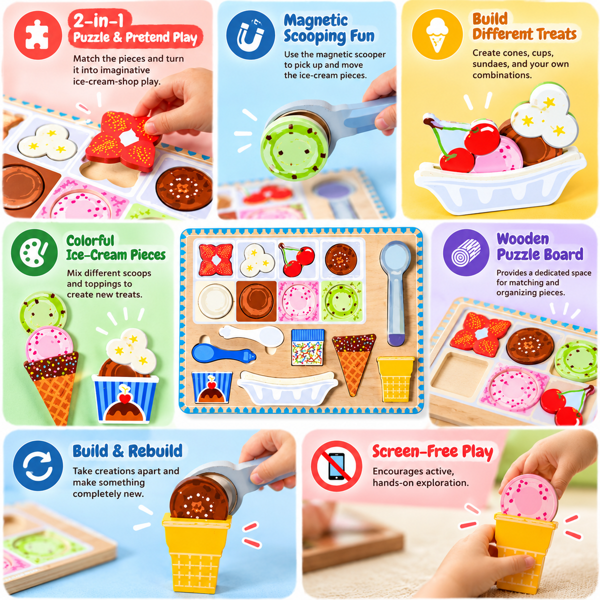 Magnetic Ice Cream Puzzle & Pretend Play Set