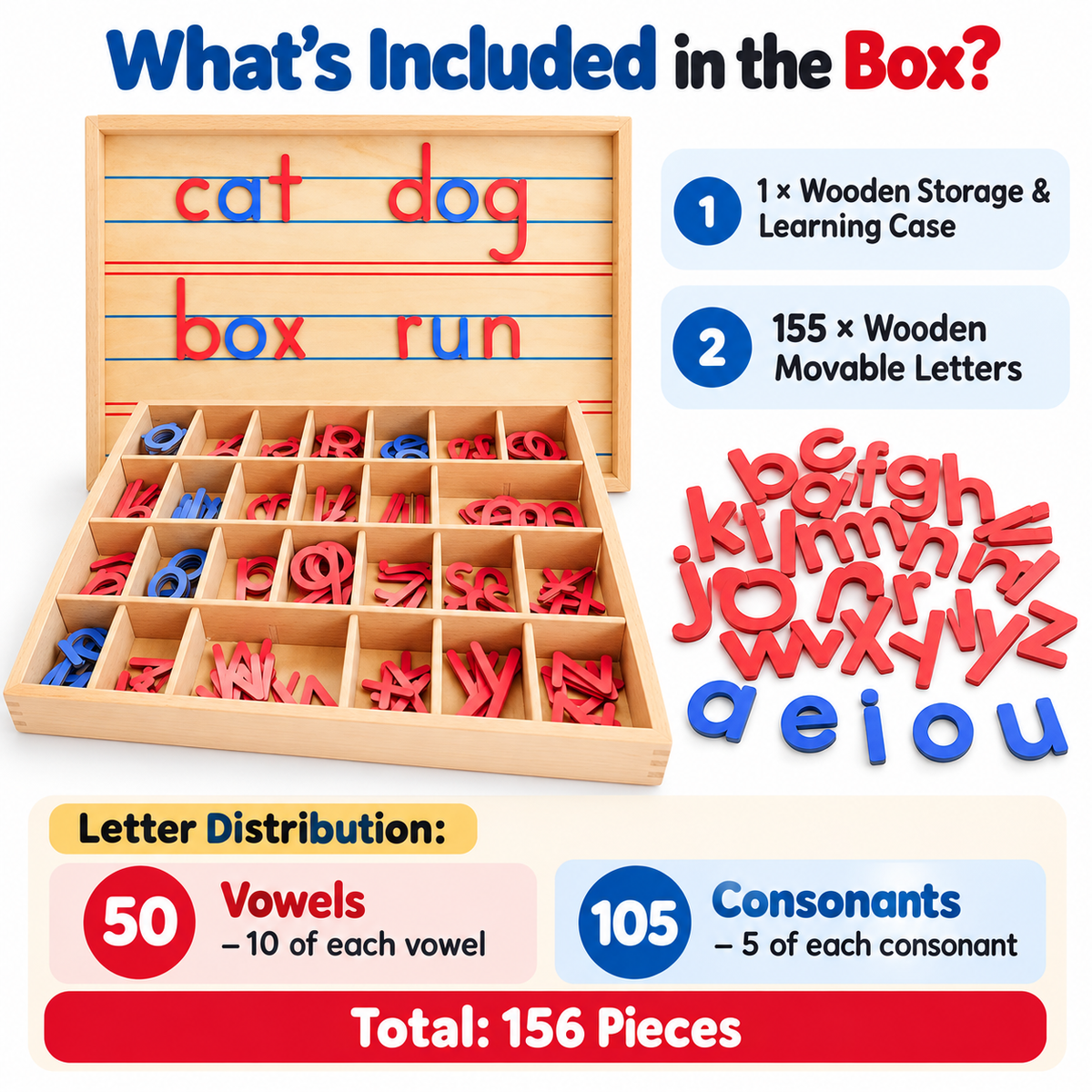 Movable Wooden Alphabet Learning Set