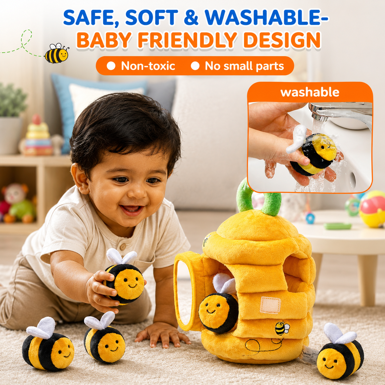 Montessori Baby Beehive Plush Toy Set