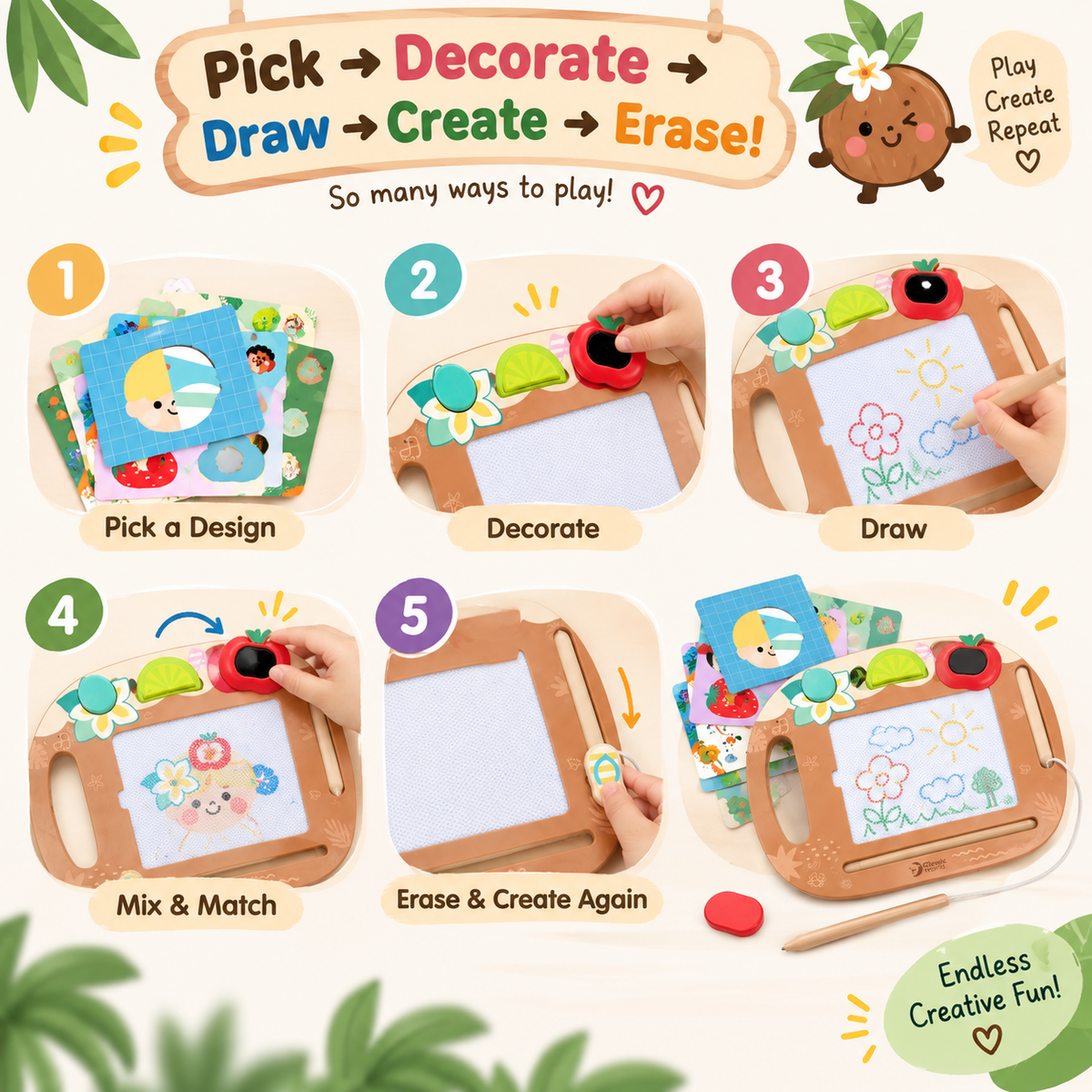 Coconut Magnetic Drawing & Creative Activity Board