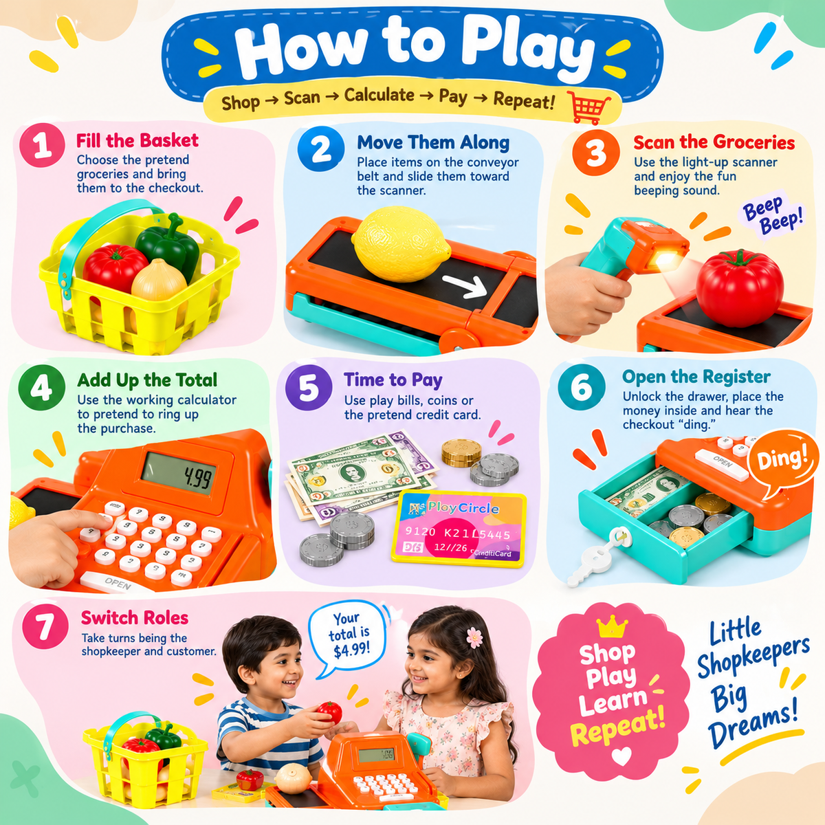 Interactive Pretend Play Cash Register