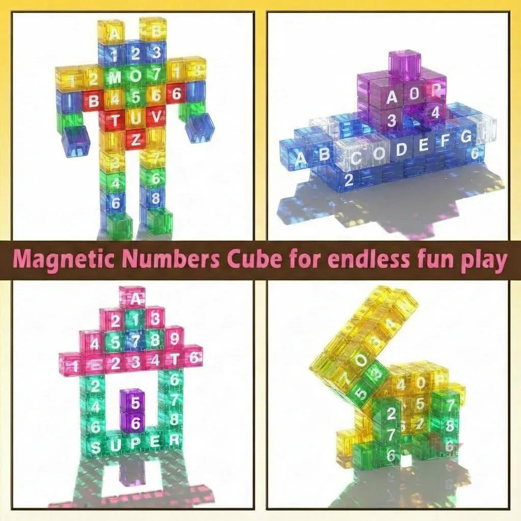 Mini Magnetic Blocks Kit | Alphabet, Numbers & 3D Learning
