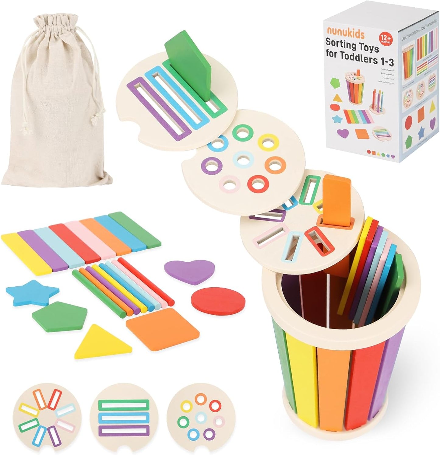 Wooden Color Matching & Shape Sorting Toy Set