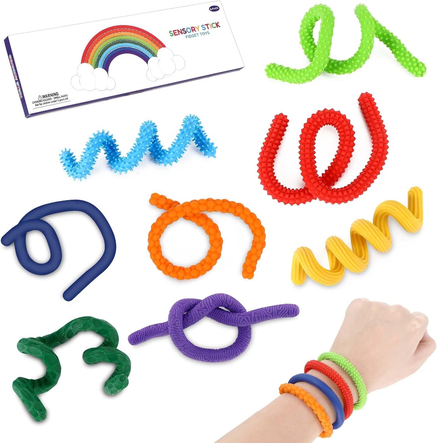 Sensory Fidget Massage Sticks – 8-Piece Sensory Toy Set