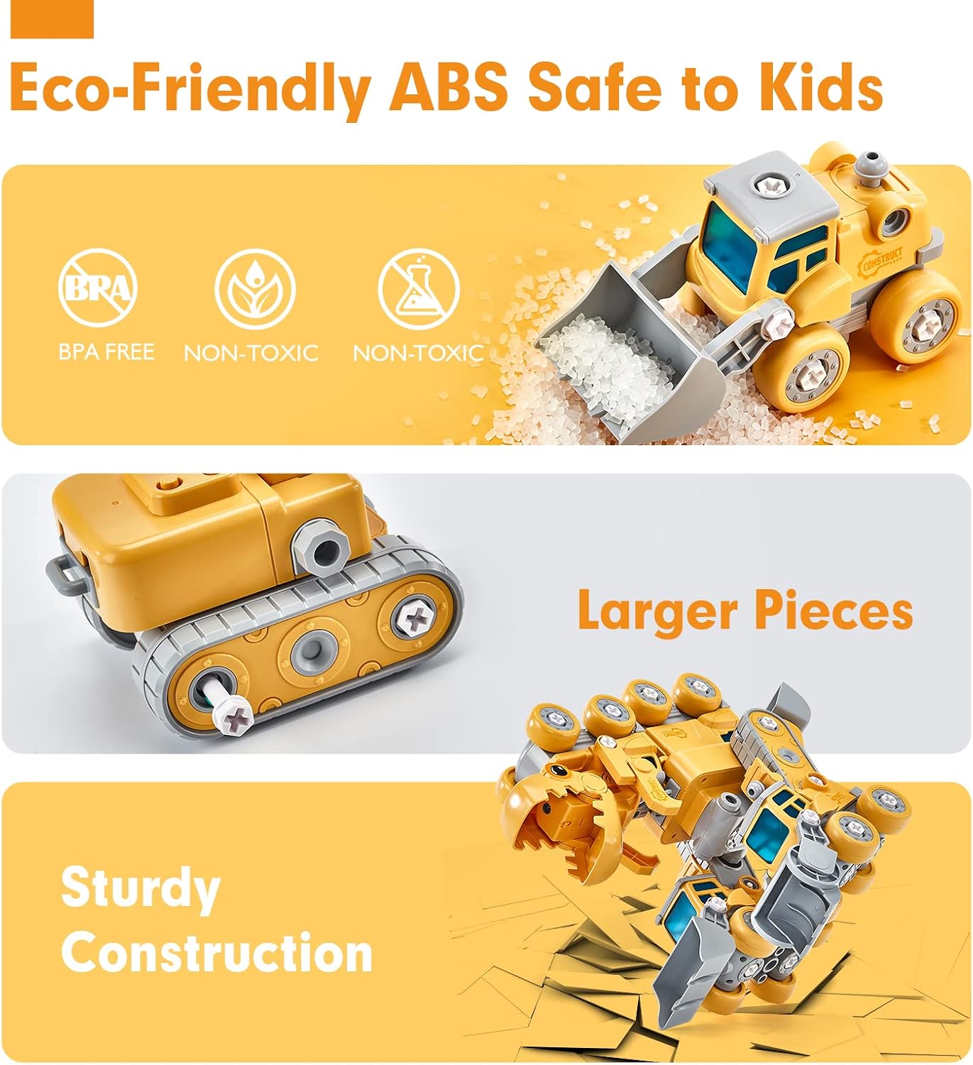 5-in-1 Take-Apart Dinosaur Construction Vehicle Set