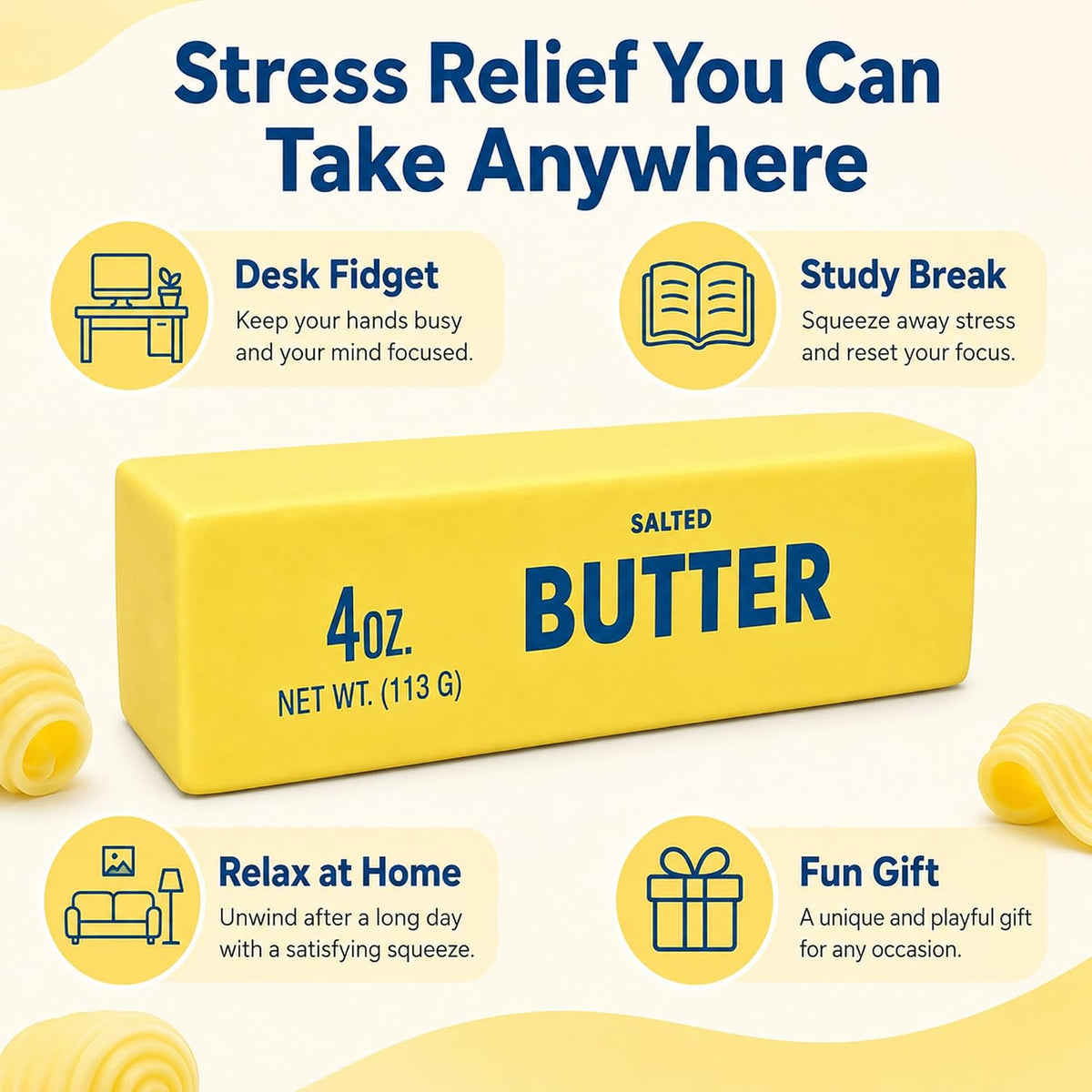 Realistic Slow-Rising Butter Squishy – Set of 2