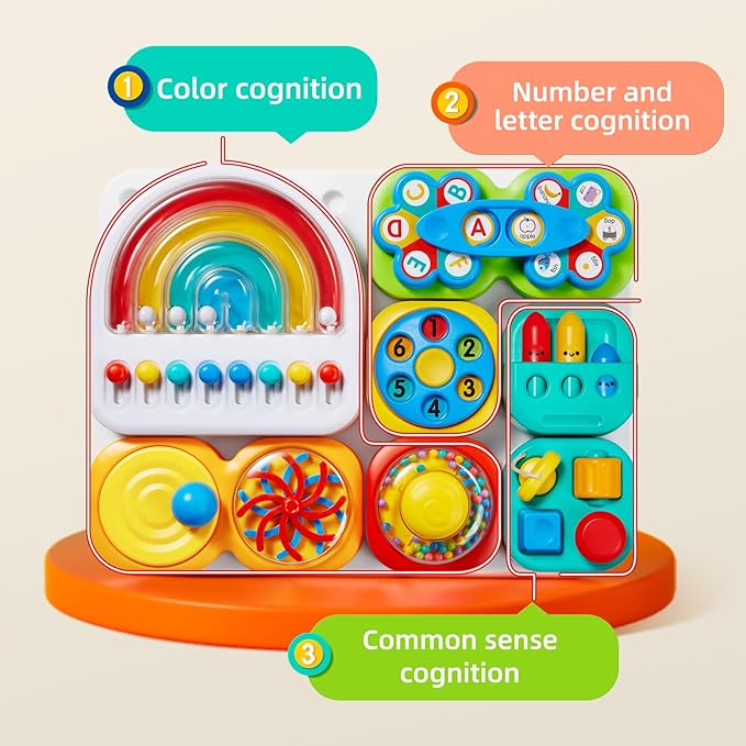 Montessori Busy Board – Sensory Learning Activity Board for Toddlers
