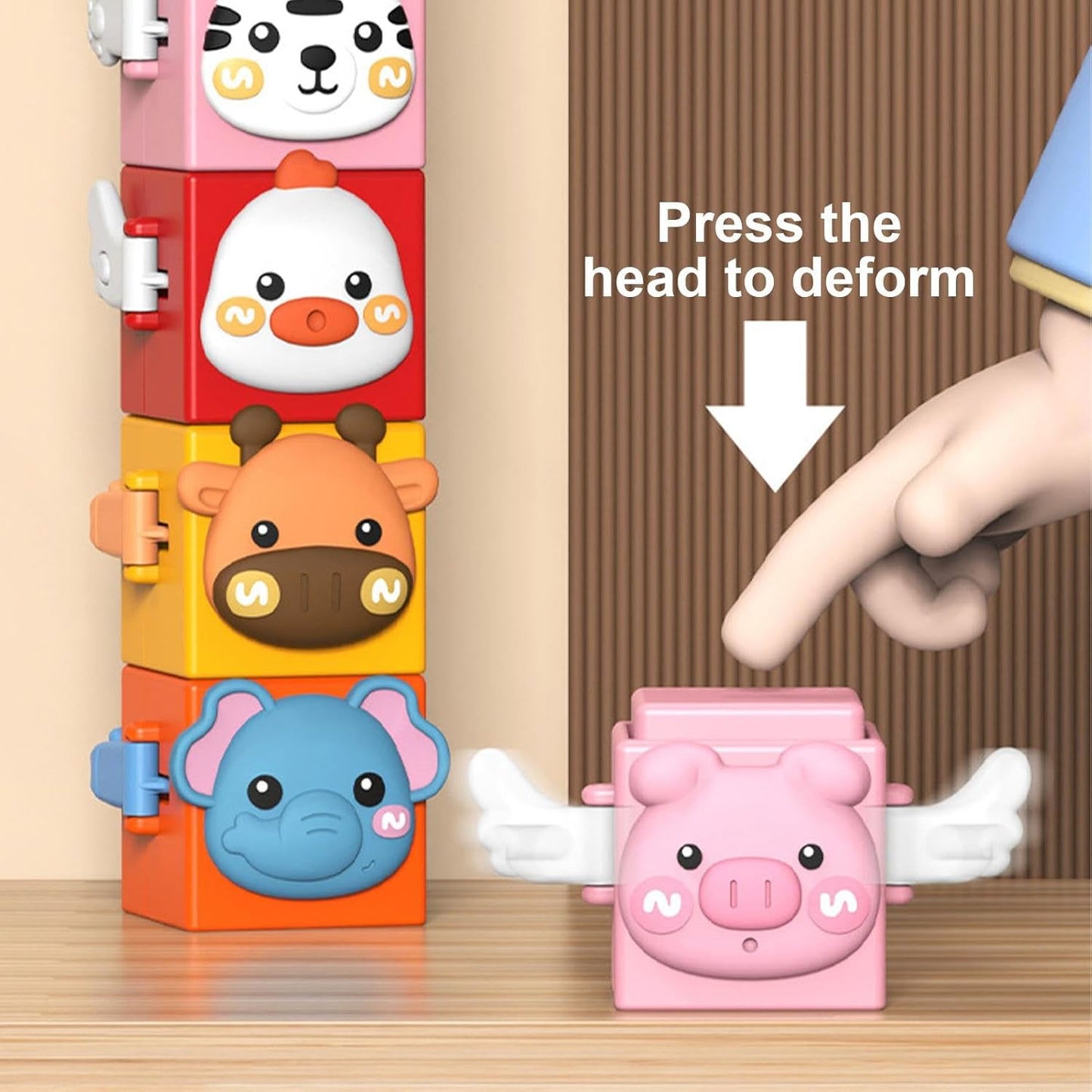 12-Piece Pressable Animal Stacking Blocks