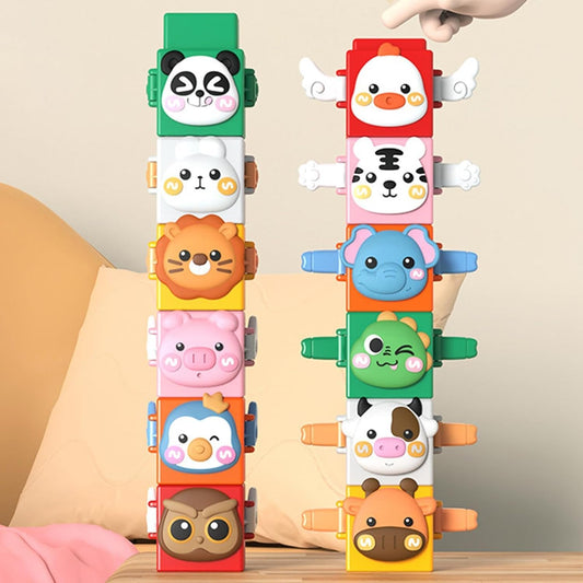 12-Piece Pressable Animal Stacking Blocks