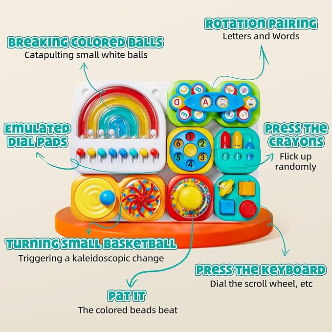 Montessori Busy Board – Sensory Learning Activity Board for Toddlers