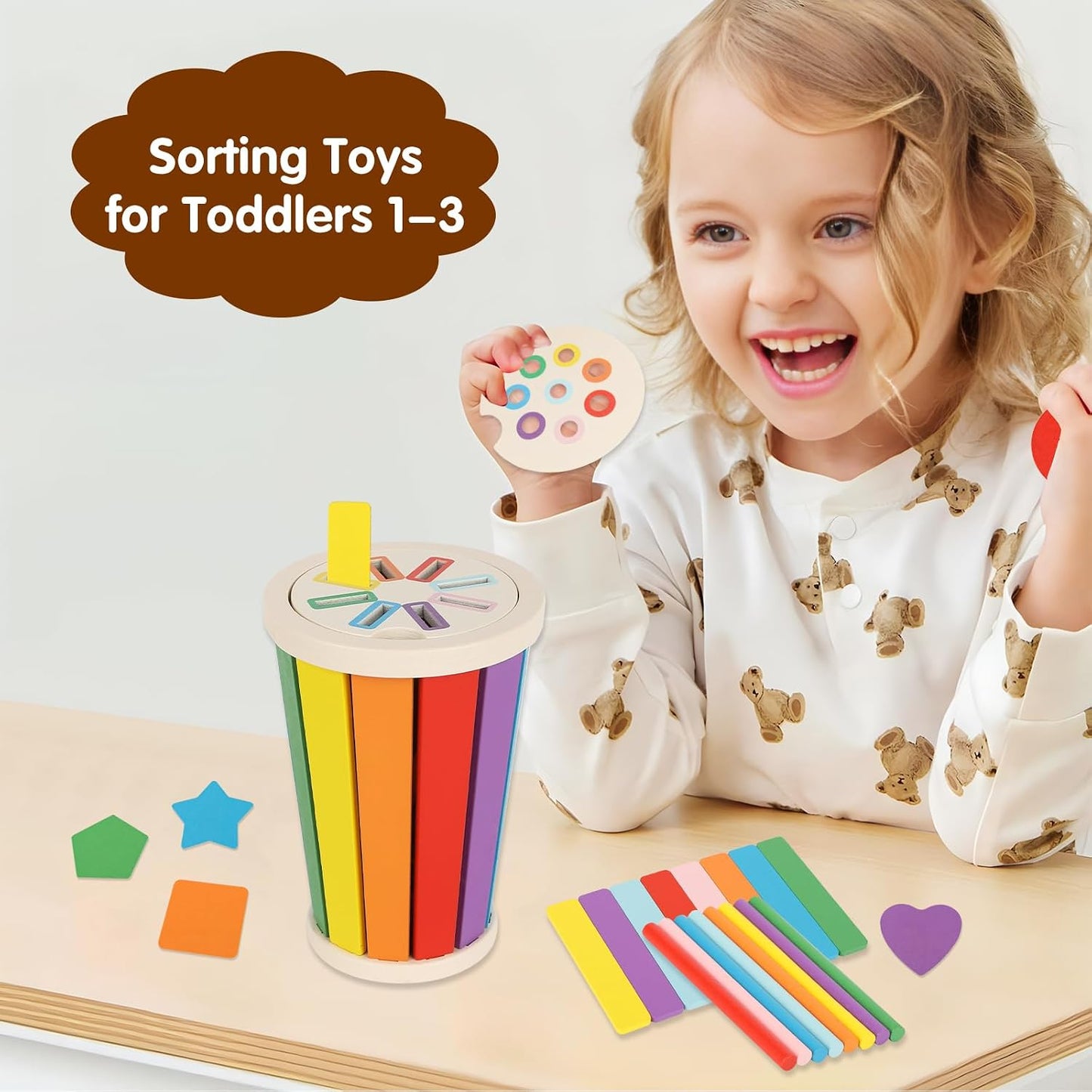 Wooden Color Matching & Shape Sorting Toy Set