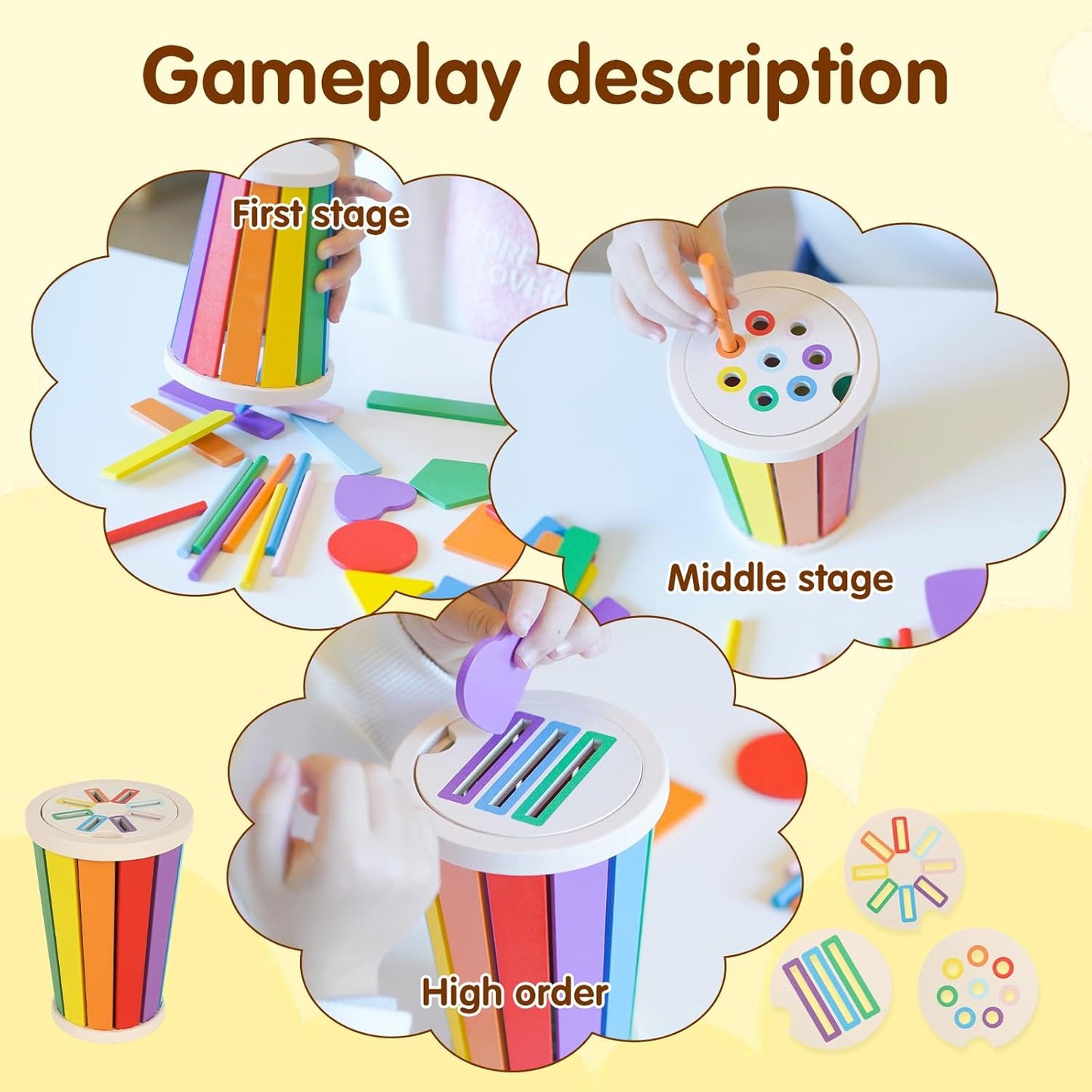 Wooden Color Matching & Shape Sorting Toy Set