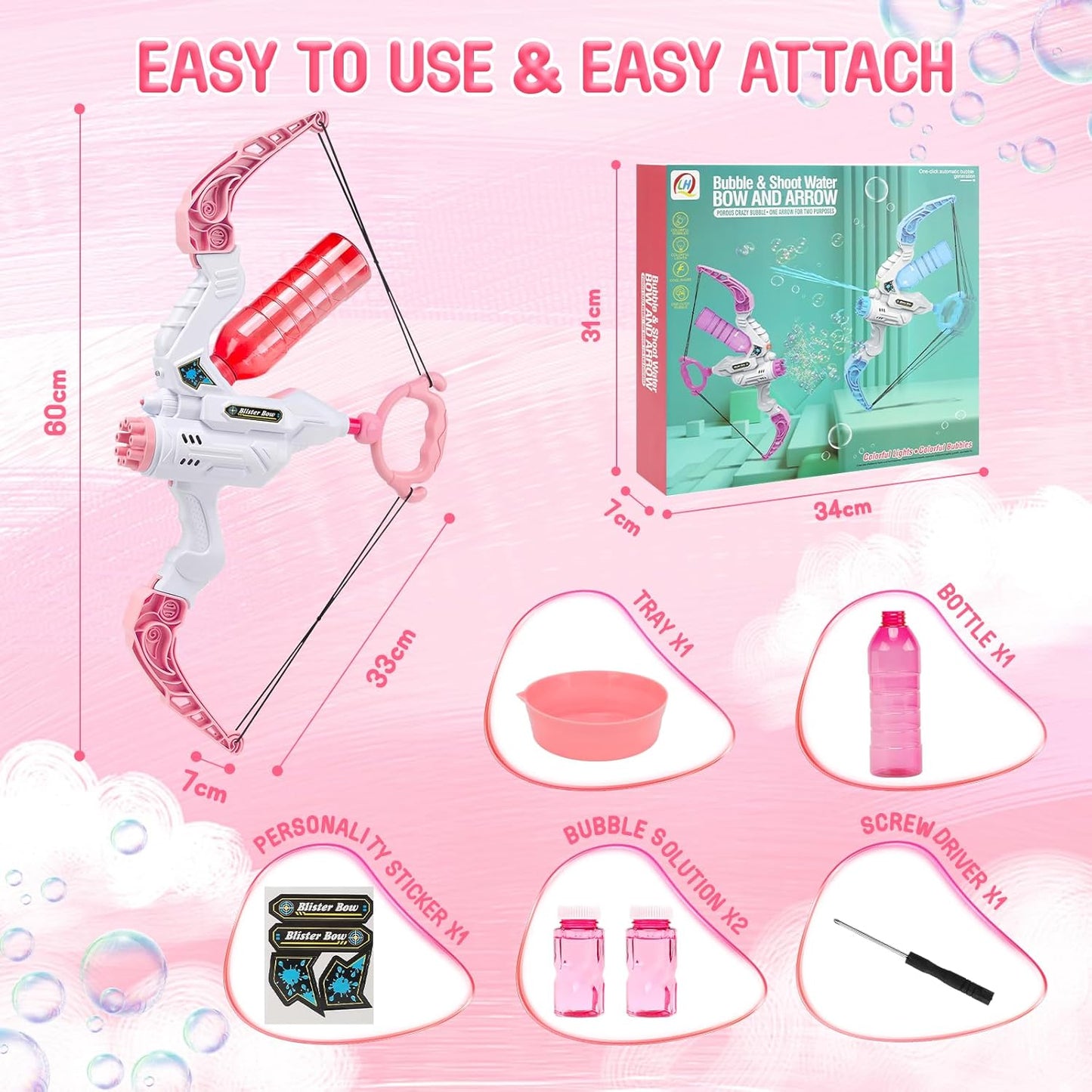 2-in-1 Water and Bubble Blaster Bow & Arrow Gun