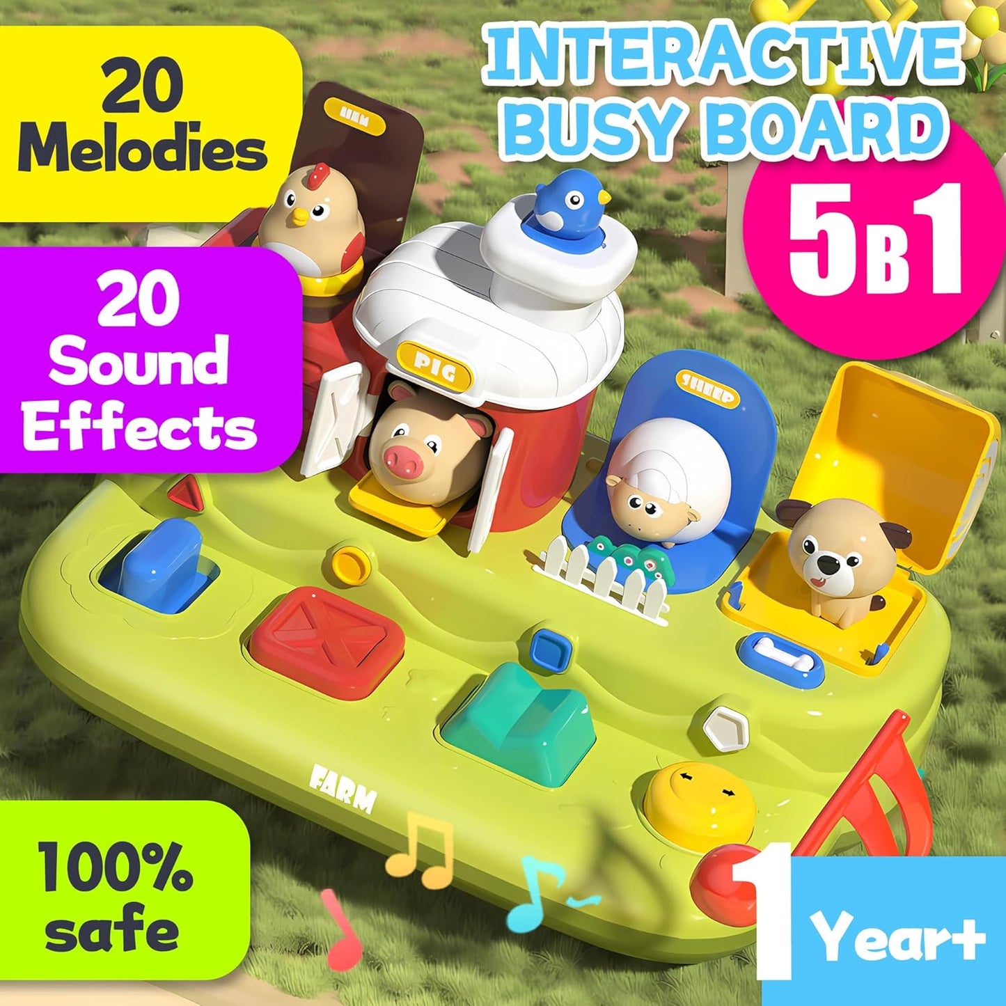 Pop-Up Farm Animal Toy with Music & Sounds