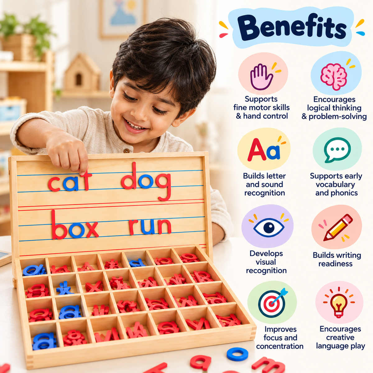 Movable Wooden Alphabet Learning Set