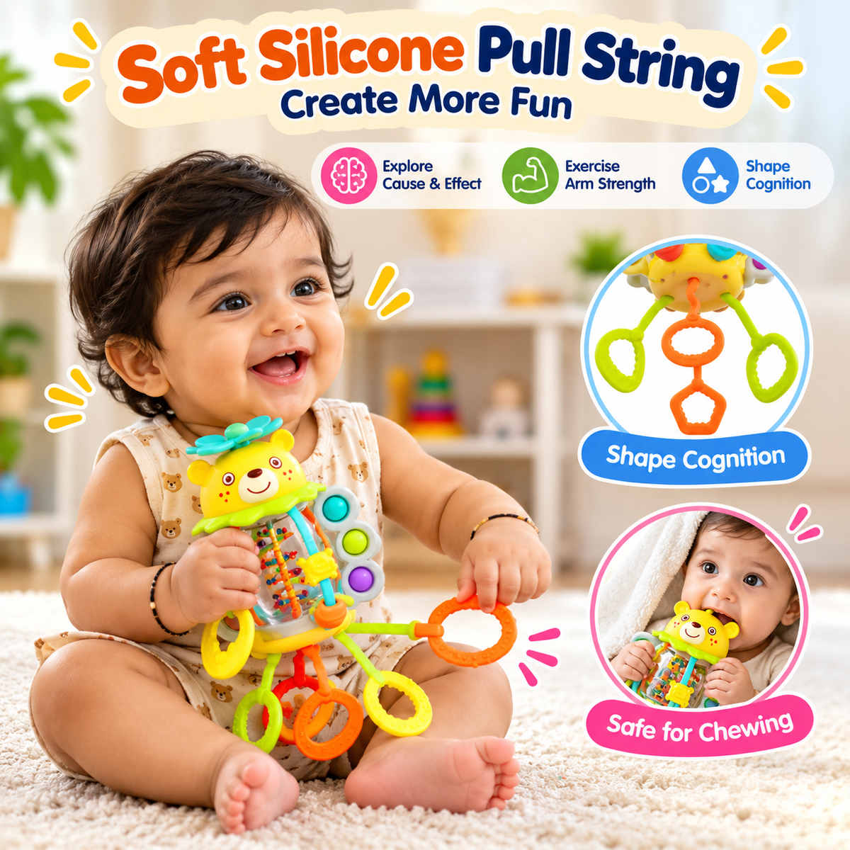 Multi-Sensory Pull & Rattle Teething Toy