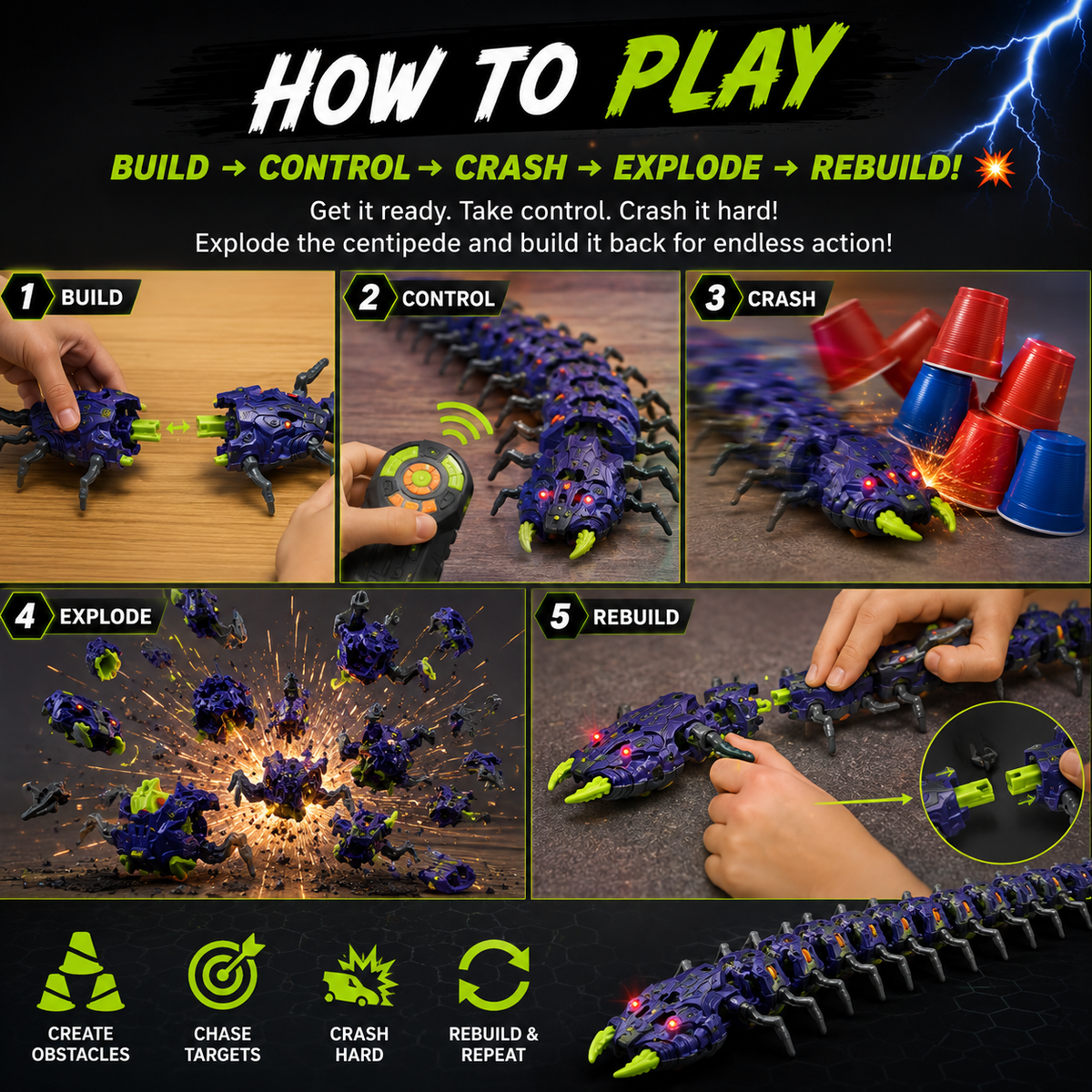 Remote Control Exploding Centipede
