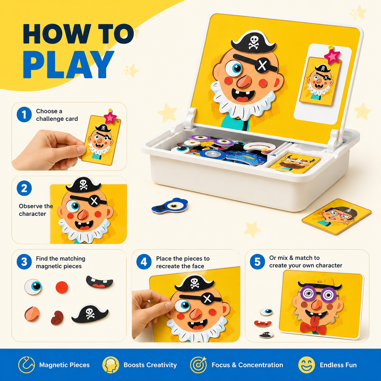 Magnetic Face Puzzle Board