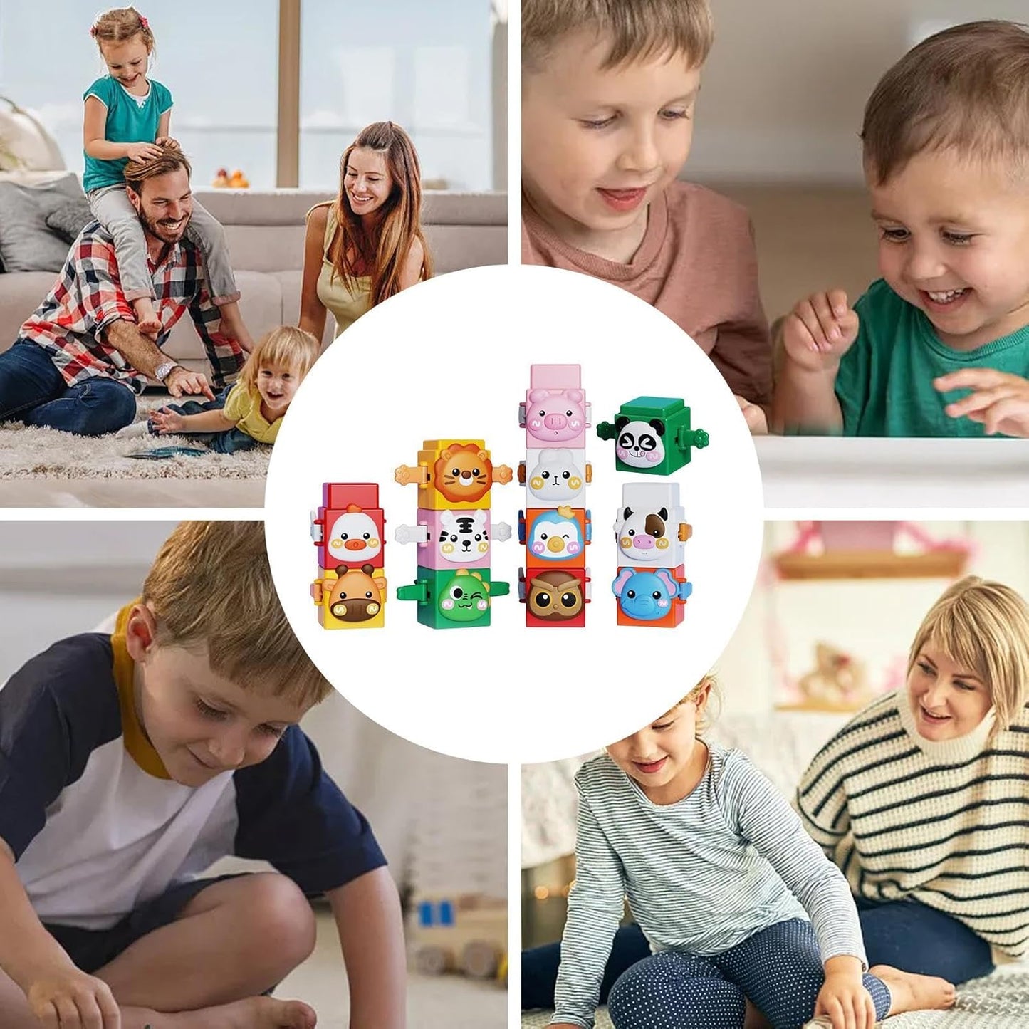 12-Piece Pressable Animal Stacking Blocks