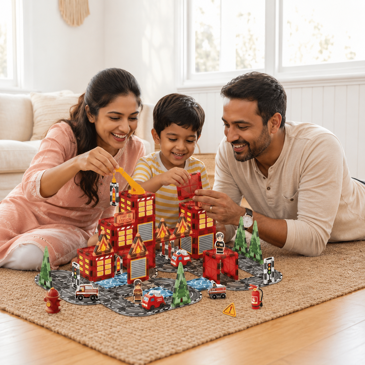Fire Rescue Magnetic Tile Building Set (48 PCS )
