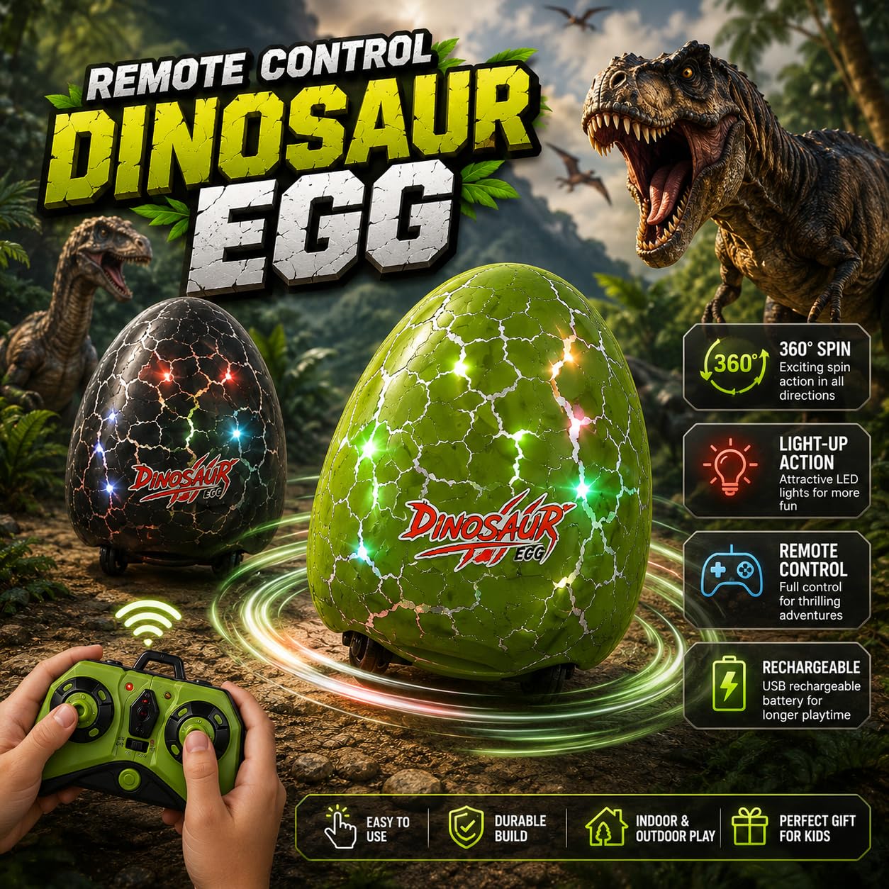 RC Dinosaur Egg Shooter Toy