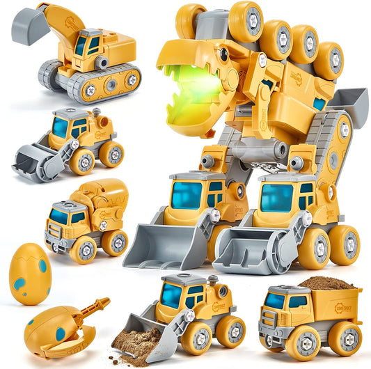 5-in-1 Take-Apart Dinosaur Construction Vehicle Set