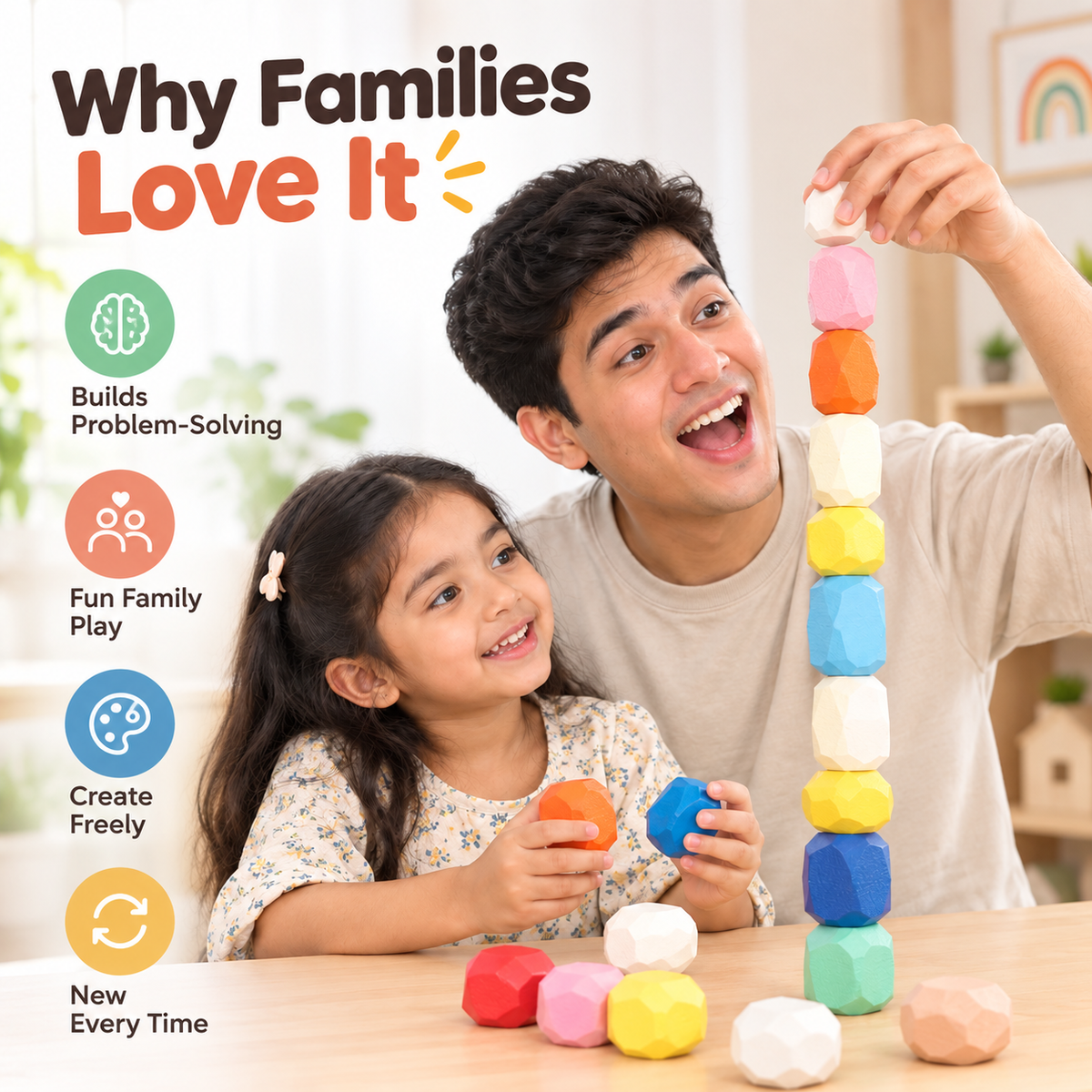 Wooden Stacking Stones Set of 36 Piece