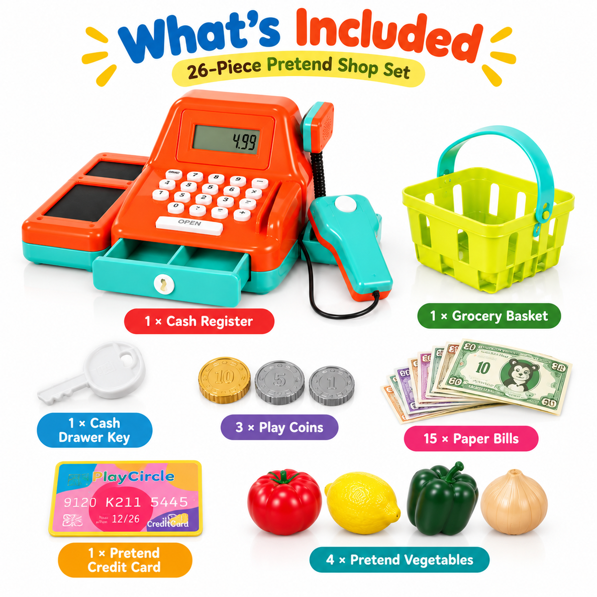 Interactive Pretend Play Cash Register